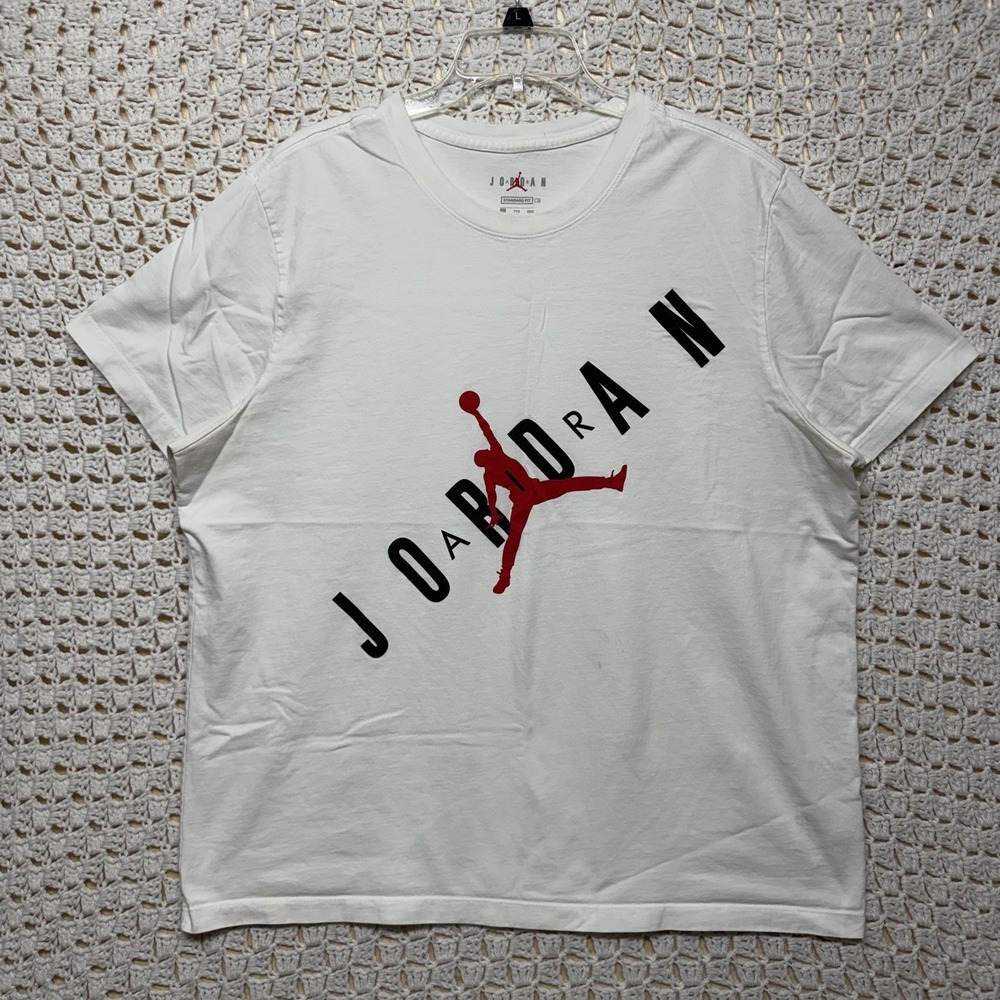 Nike Jordan Jumpman Shirt Mens 2XL White Graphic Big Logo Crew Tee (stain)